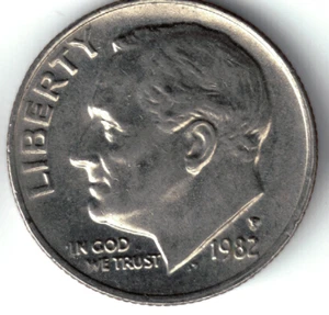 USA - 1982P - Dime - Roosevelt - 1st Year w/ "P" Mint Mark - #17383 - Picture 1 of 2