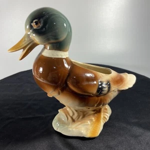 Vintage Standing Mallard Duck Planter Ceramic Hunting Lodge Cabin Decor - Picture 1 of 8