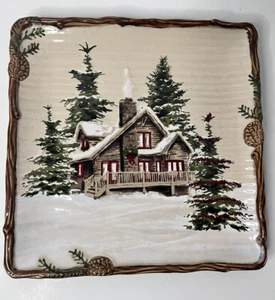 St. Nicholas Square Collection "Snow Valley" Pattern 10.5” Square Dinner Plate - Picture 1 of 6