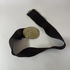 Vintage Belt Brown Gold Stretch 28" 80s Fashion - Picture 1 of 6