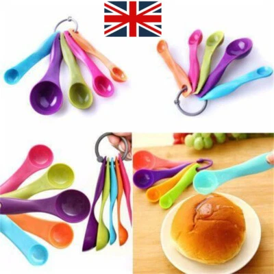 Pack of 5 COLOURFUL Measuring Spoons Spoon Cup Baking Utensil Set Kit UK - Image 1 of 4