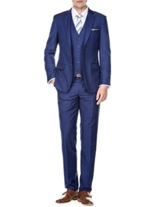 Braveman Men's 3-Piece Slim Fit Suit M300 in Indigo - Picture 1 of 4