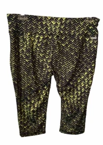 Danskin Now Yoga Stretch Workout Pants Capris Black Green Sz L (14/16) SB3 - Picture 1 of 4