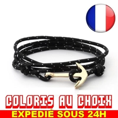 ✅ Bracelet Ancre Anchor OR Marin Réglable Homme Femme Idée Cadeau Gourmette
