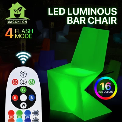 MAGSHION LED Change Color Dining Chair Seat Lounge Pub Party Outdoor Waterproof Over-Size