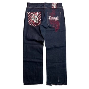 VTG Deadstock Coogi Jeans Denim Embroidered 42x35 Y2K Jnco Embroidered Southpole - Picture 1 of 10