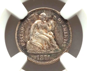 1871 Seated Liberty Half Dime H10C NGC AU55 About Uncirculated Nice Type Coin - Picture 1 of 5