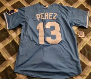Salvador Perez signed Kansas City Royals stitched jersey Beckett COA #BJ45124