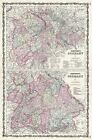 1861 Johnson Carte de l'Allemagne de l'Ouest (Bohême, Westphalie, Luxembourg)