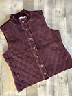 Liz And Co Womens Cl Purple Diamond Quilted Full Snap Semi Insulated Velour Vest