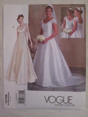 Vogue 2788 Bridal Original Wedding Dress Gown Pattern 12-16 Princess Seams Lined - Image 1 of 2