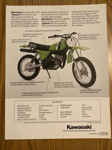 NOS KAWASAKI KDX80 Original Sales Brochure Printed In 1980 - Bild 1 von 2