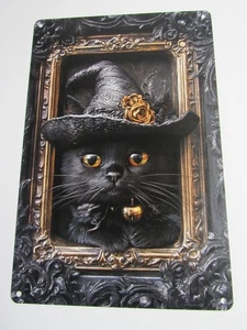 New Halloween 3-D Effect Metal Black Cat As Witch Sign Free Shipping - Picture 1 of 3