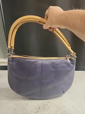 MAXX New York Leather Shoulder Bag Dark Lavender / Blue Pt4 - Image 1 of 4