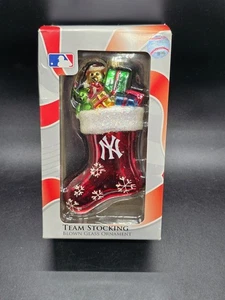 New York Yankees Forever Collectibles Glass Stocking Christmas 5" Ornament NEW - Picture 1 of 10