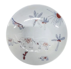 Vintage Johann Haviland weiß Keramik Teller mit Elefant und Palme Design - Bild 1 von 3