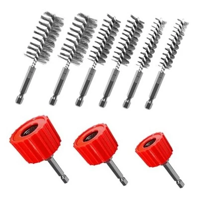 Limpiador de Tubos de Cobre para Taladro, Incluye 3 Cepillos de Limpieza de Tubos (1/2",3/4",1")  Foto 1 de 4