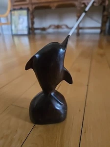 Vintage Ironwood Dolphin Carved Figurine Sculpture 4in - Picture 1 of 3