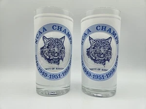 Vintage Basketball Champions Glasses (2) UK University Of Kentucky Wildcats A  - Picture 1 of 14