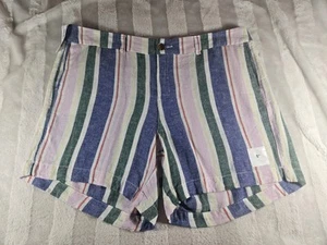 Old Navy Everyday Short Womens Size 14 Pastel Blue White Pink Stripe Linen NWT - Picture 1 of 12