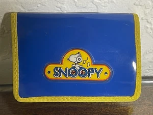 De Colección Azul Snoopy Música Billetera Auriculares Borde Amarillo Doble Pliegue - Imagen 1 de 8