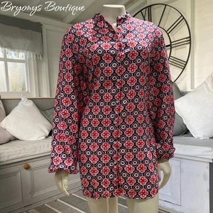 Boden 100% Leinen Hemdbluse geometrisches Muster Oversize 14 - Bild 1 von 15