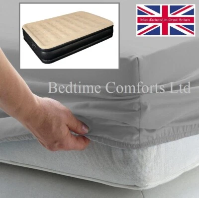INFLATABLE AIR BED FITTED SHEET Single -Double -King Size OVER 20 COLOURS 260TC
