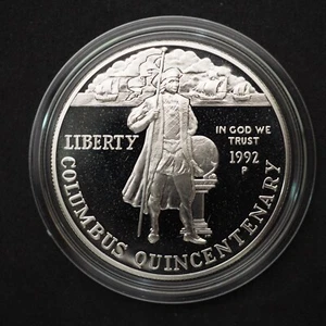 1992  P  COLUMBUS PROOF   Commemorative Silver Dollar **** CC271 - Picture 1 of 2