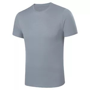 Men's Short Sleeve Athletic T-shirt Quick Dry Gym Training Workout Fitness Shirt - Picture 1 of 34