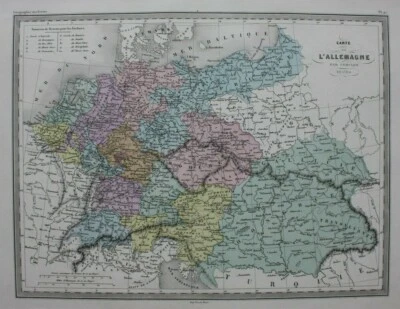 CIRCLES OF GERMANY IN 1789, BOHEMIA, original antique map, Malte-Brun, c.1882 - Image 1 of 4