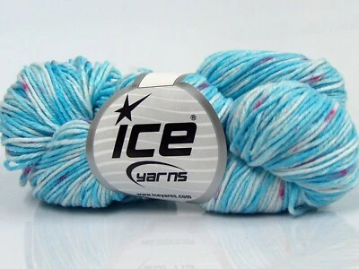 Hilos de hielo Sky Kiss teñidos a mano de cachemir de nailon 68720 3,5 oz 246 yds azul blanco rosa Foto 1 de 4