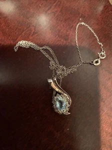 925 sterling silver necklace Pastel Blue Pendant - Picture 1 of 1