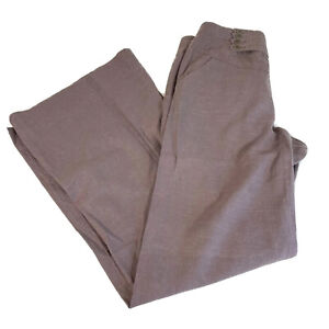 Elevenses Anthro Womens Flare Wide Leg Linen Pants Brown 6 Side Button Pockets