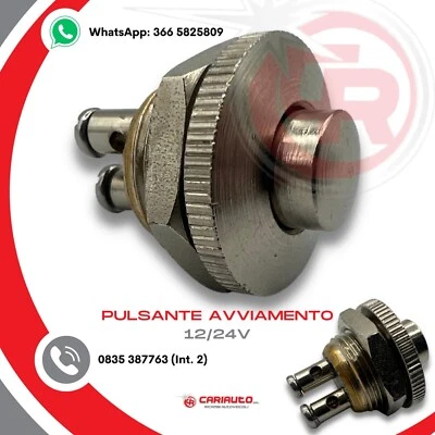 Pulsante Avviamento Metallo Universale Piccolo Auto Moto Trattori Camper 12/24V - Immagine 1 di 3