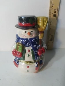 Mr. Christmas Hinged Snowman Music Box Ornament Porcelain 6in. - Picture 1 of 4