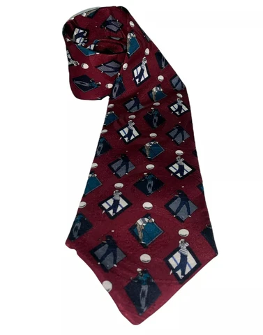 Stuart Ashley Golf Tie Necktie for Golfers Red Silk Vintage NOS Classic 57” Gift Cover