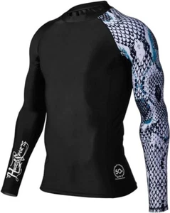 HUGE SPORTS Men's Splice UV Sun Protection UPF 50+ Skins Rash Guard Long Sleeves - Picture 1 of 8
