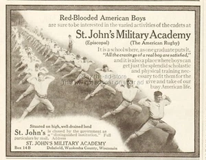 1913 St. John's Military Academy Delafield WI Photo Ad Red Blooded American Boys - Picture 1 of 2