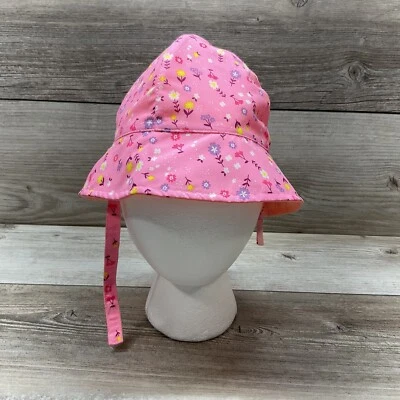 Wonder Nation Girls Toddler FloralReversible UPF 50+ With Strap Sun Hat One Size - Image 1 of 4
