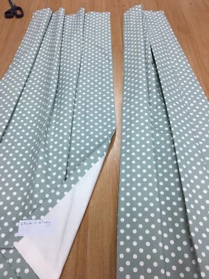 Cortinas de caravana estáticas de algodón verde y con manchas en crema listas para 28"" de ancho X 47 Foto 1 de 4