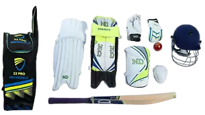 ND Cricketschläger, Pads, Handschuhe Konvolut Komplettset Ausrüstung, 11tlg. für Erwachsene Jugendliche - Bild 1 von 1