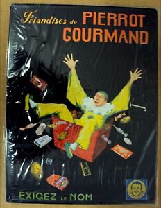 Plaque publicitaire ''Pierrot Gourmand'' - pub épicerie tôle plate