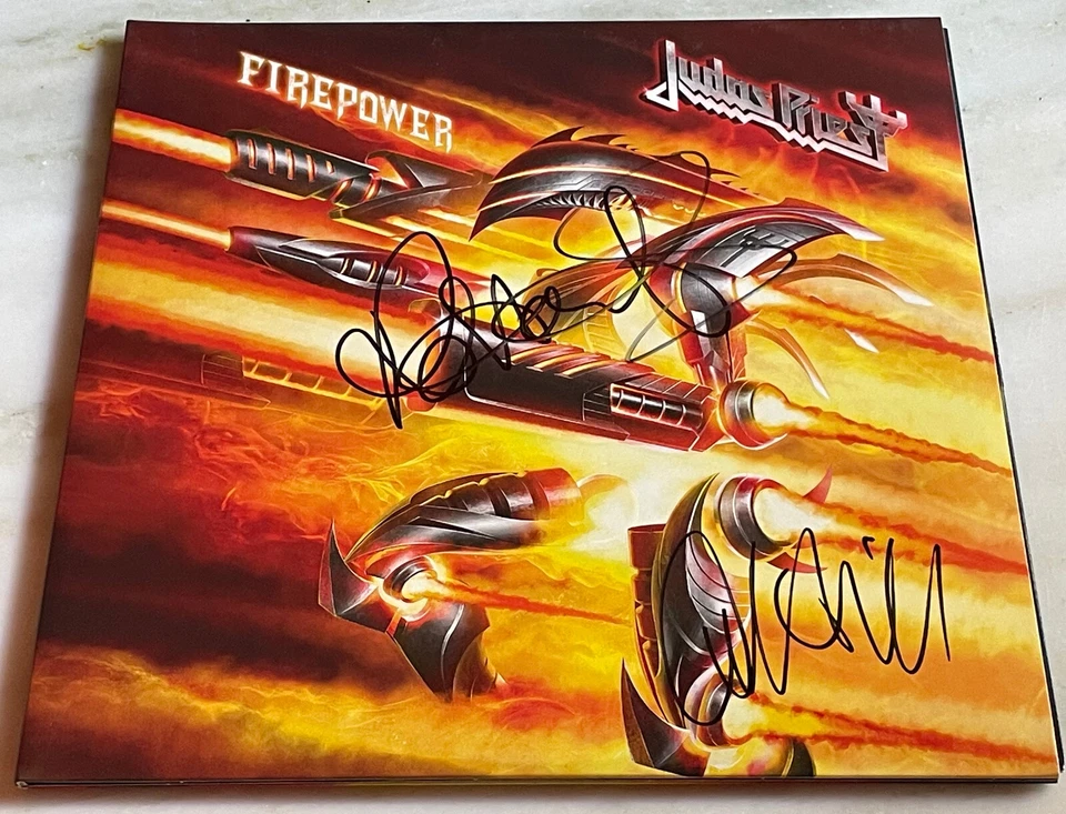 JUDAS PRIEST Firepower SIGNED ORIGINAL 2x VINYL LP AUTOGRAPHED BY HALFORD & HILL - Image 1 of 1