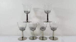 Vintage Dorothy Thorpe Style Silver Fade Mad Men Wine Glass Goblet Silver Foot - Picture 1 of 9