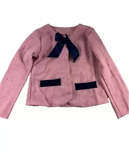 Mia Belle Baby Toddler Girls Size 4T Lightweight Jacket Barbiecore Pink Navy Bow - Picture 1 of 8