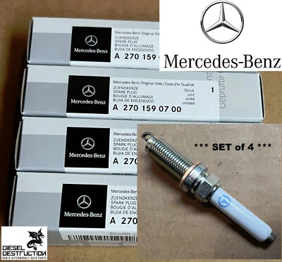 New Genuine OEM Mercedes A 270 159 07 00 - Set of 4 Spark Plugs ** SHIPS FREE Foto 1 de 4