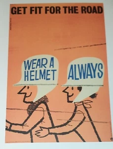 1960's Public Info poster Get Fit for the Road, Wear a Helmet always Bike Safety - Picture 1 of 1