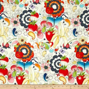 Fabric Alexander Henry Home Collection Afternoon Delight gray natural 1 yard 46" - Picture 1 of 6