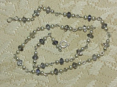 Sterling Silver and Iolite Beaded Choker Necklace About 14.5 Inches - Image 1 of 4
