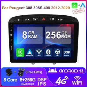 8+256GB For Peugeot 308 308S 408 12-20 Android 14 Car Radio GPS Carplay DSP IPS - Picture 1 of 24